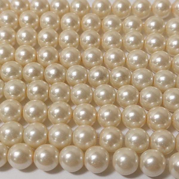 Ivory Round Glass Pearl Beads, Select from 4mm, 6mm, 8mm, 10mm, 12mm or 14mm