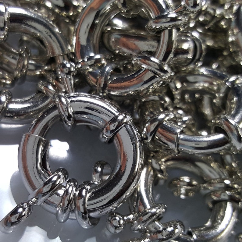 Incl Loops 30x22x5mm Large Brass Spring Clasps Hole: 3mm 5 Pieces Ring 17mm Silver Finish