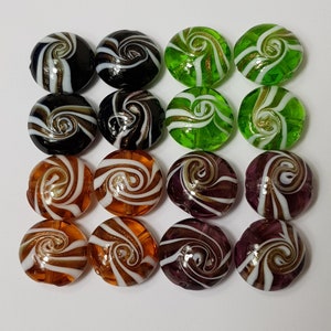 16mm Handmade Lampwork Glass Lentil Beads, 10 Pcs - Select Colour