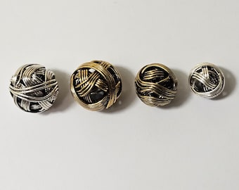 Vintage Round Wire Wrapped Metal Beads - Select Size and Colour