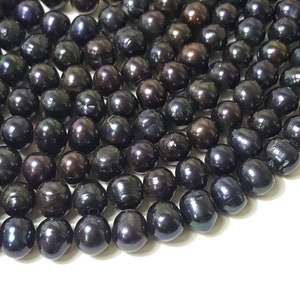 Freshwater 10-12mm Freshwater Semi-Round Pearls, Grade A, Prussian Blue - 14.5&quot; Strand
