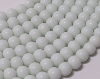 Ronde witte glaskralen van 10 mm - 16" streng