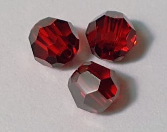Swarovski 4mm Round (5000) Faceted Crystal Beads - Light Siam Satin - Select 20 or 50 Beads