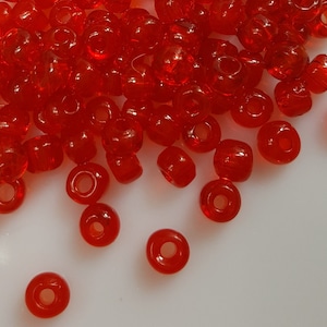 Tschechische 6 mm Pony Roller Beads, Großloch, Light Siam Glass Crow Beads - Wählen Sie 20 oder 50 Perlen