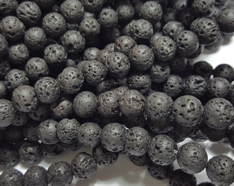 Lava Stone Round Beads, 15.5" Strand, Select 4mm, 6mm or 8mm