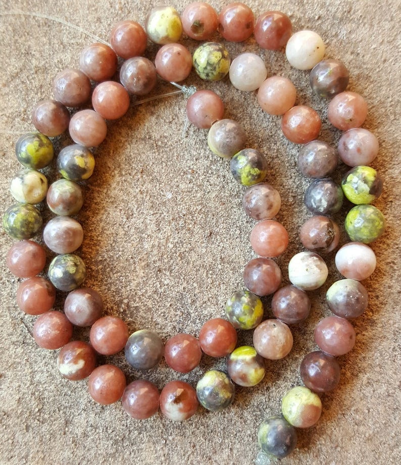 Natural Cherry Blossom Jasper Round Beads 15 Strand Etsy Australia
