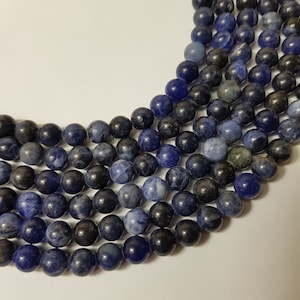 8mm Natural Sodalite Smooth Round Beads, 15&quot; Strand