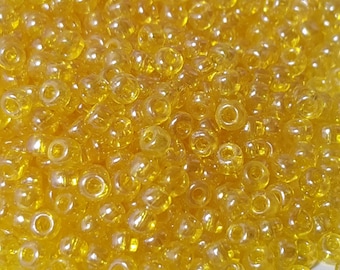 6/0 Czech Yellow Transparent Luster Seed Beads #86010 - 20 Grams