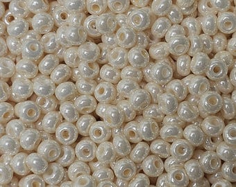 Czech Preciosa Light Eggshell #46113 Rocaille Seed Beads, 20 Grams - Select Size