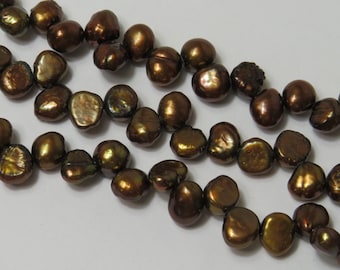 Perlas barrocas de agua dulce de 5 mm, teñidas en bronce - Tira de 40 cm