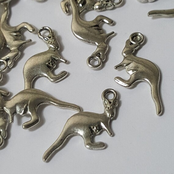 Charm (pendentif Pour Bracelet) Vintage En Argent Sterling - Kangourou Avec Son Bébé, France