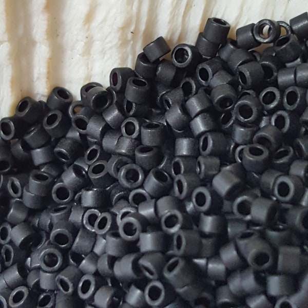 Miyuki 11/0 Delica 1.6mm Seed Beads - Matte Black DB310 - 10 Grams