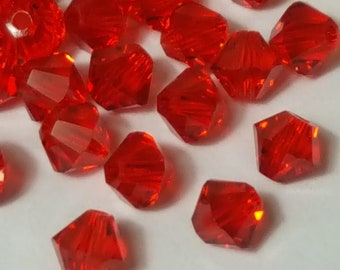 Swarovski 4mm Bicone Facettierte Kristallperlen - LIGHT SIAM #227 - Wählen Sie 20 oder 50 Beads