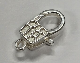 13mm Tibetan Style Sterling Silver (925) Driftwood Texture Lobster Clasp, Sold Individually