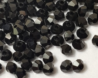 3mm Jet (280) Swarovski Faceted Crystal Bicone Beads - 100 Pcs