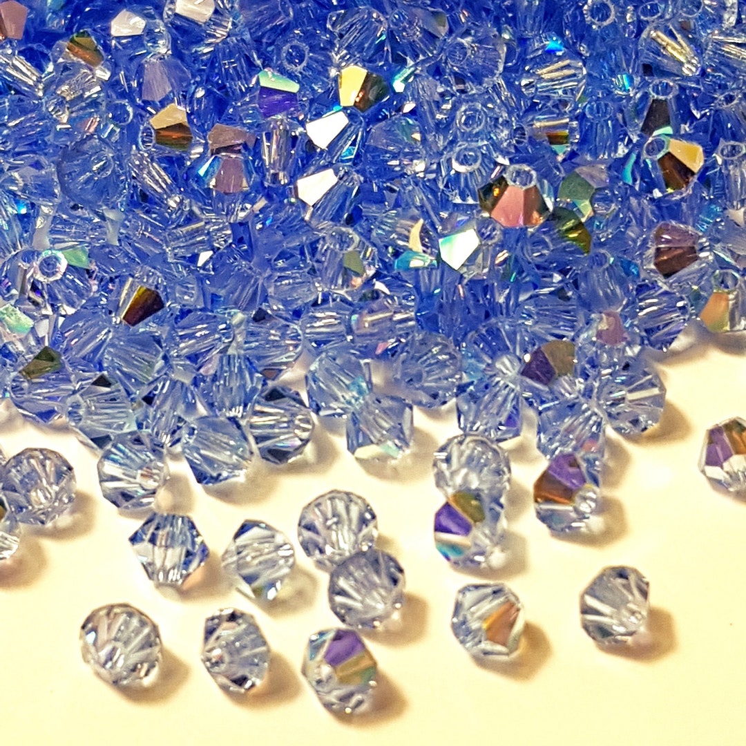 Lot De 200 Perles Facettées De Bohème 4mm - Couleur Light Sapphire (bleu Clair) - Marque Preciosa - Neuf