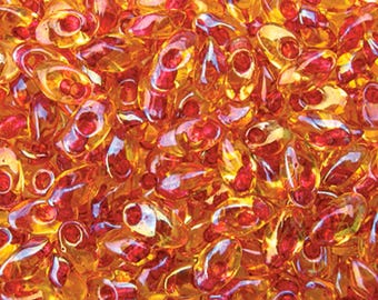 4x7mm Miyuki Long Magatama Light Cranberry Lined Topaz #363, 10 Grams