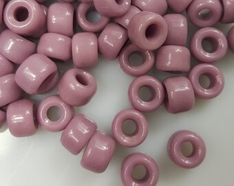 Czech 6mm x 9mm Roller Beads, Large 3mm Hole, Opaque Light Purple Glass Beads - Select 20 or 50 Beads