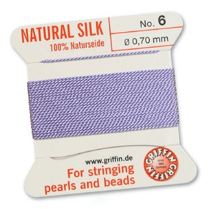 Griffin Silk Bead Cord with Needle (GJW), Lilac, 2 Metres - Select Size