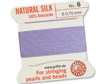 Griffin Silk Bead Cord with Needle (GJW), Lilac, 2 Metres - Select Size