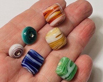 Vintage Handmade Glass Two Tone Beads (PM) - Select Colour and Shape
