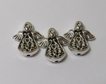 18x16mm Antique Silver Metal Angel Beads, 10 Pcs