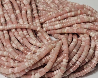 4x2mm Pink Peruvian Opal Heishi Beads, 15.5" Strand