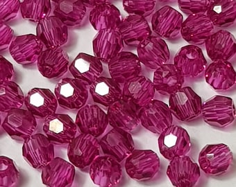 3 mm Swarovski-gefacetteerde ronde (5000) kristalkralen, fuchsia (502) - 20 of 50 stuks selecteren