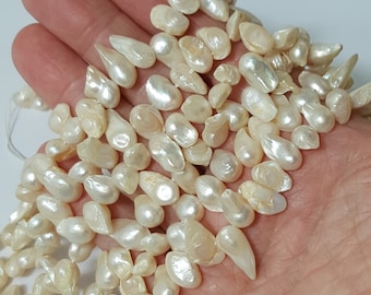 6~12mm Cream Freshwater Blister Pearls, 14.5" Strand