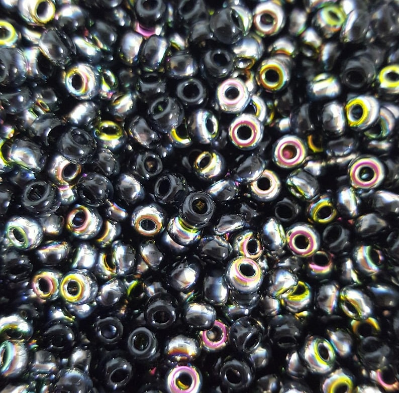 Glossy Black-Base Vitrail 06-401-28101-20 Grams 60 Unions Seed Beads by The Beadsmith
