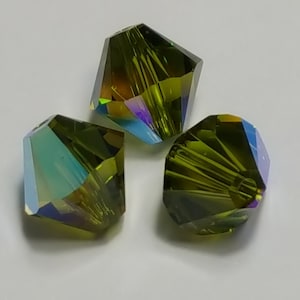 Swarovski 8mm Bicone Faceted Crystal Beads - OLIVINE AB (228) - Select 6 or 12 Beads
