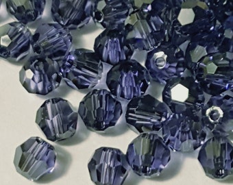 Swarovski 4mm Round (5000) Faceted Crystal Beads - Tanzanite Satin - Select 20 or 50 Beads