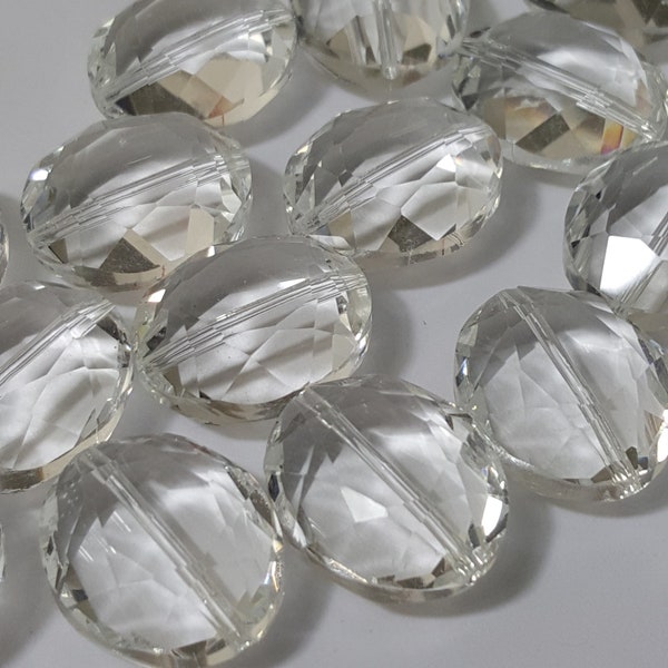 Clear Crystal Faceted Oval Beads, Select from 24x20mm or 20x15mm