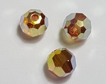 Swarovski 4mm Round (5000) Faceted Crystal Beads - TOPAZ AB (203) Full Coat - Select 20 or 50 Beads