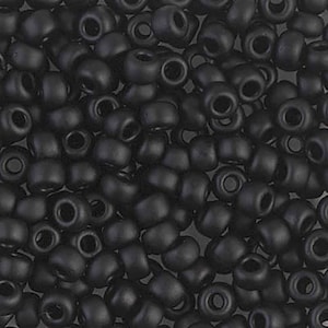 6/0 Miyuki Matte Black #401F Rocaille Seed Beads, 20 Grams