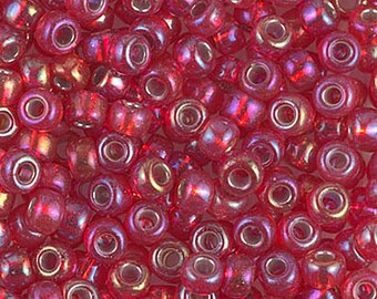 Miyuki Flame Red AB Japanese Glass Seed Beads, 20 Grams - Select Size