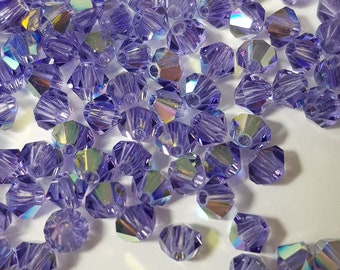 4mm Tanzanite AB Swarovski Bicone Faceted Crystal Beads - Select 20 or 50 Pcs