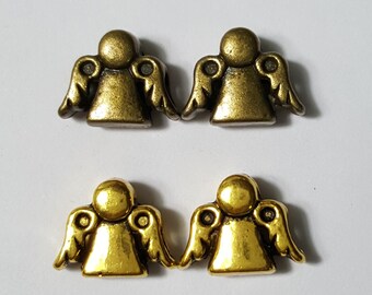 Double Sided Tibetan Style Angel Beads,  10x13x6mm, Hole: 3mm , Choose Antique Brass or Gold - Select 10 or 20 Pcs