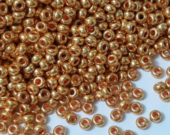 8/0 Czech Preciosa Seed Beads - Metallic Dark Gold #18583, 20 Grams