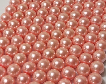 10mm Light Pink Round Glass Pearl Beads