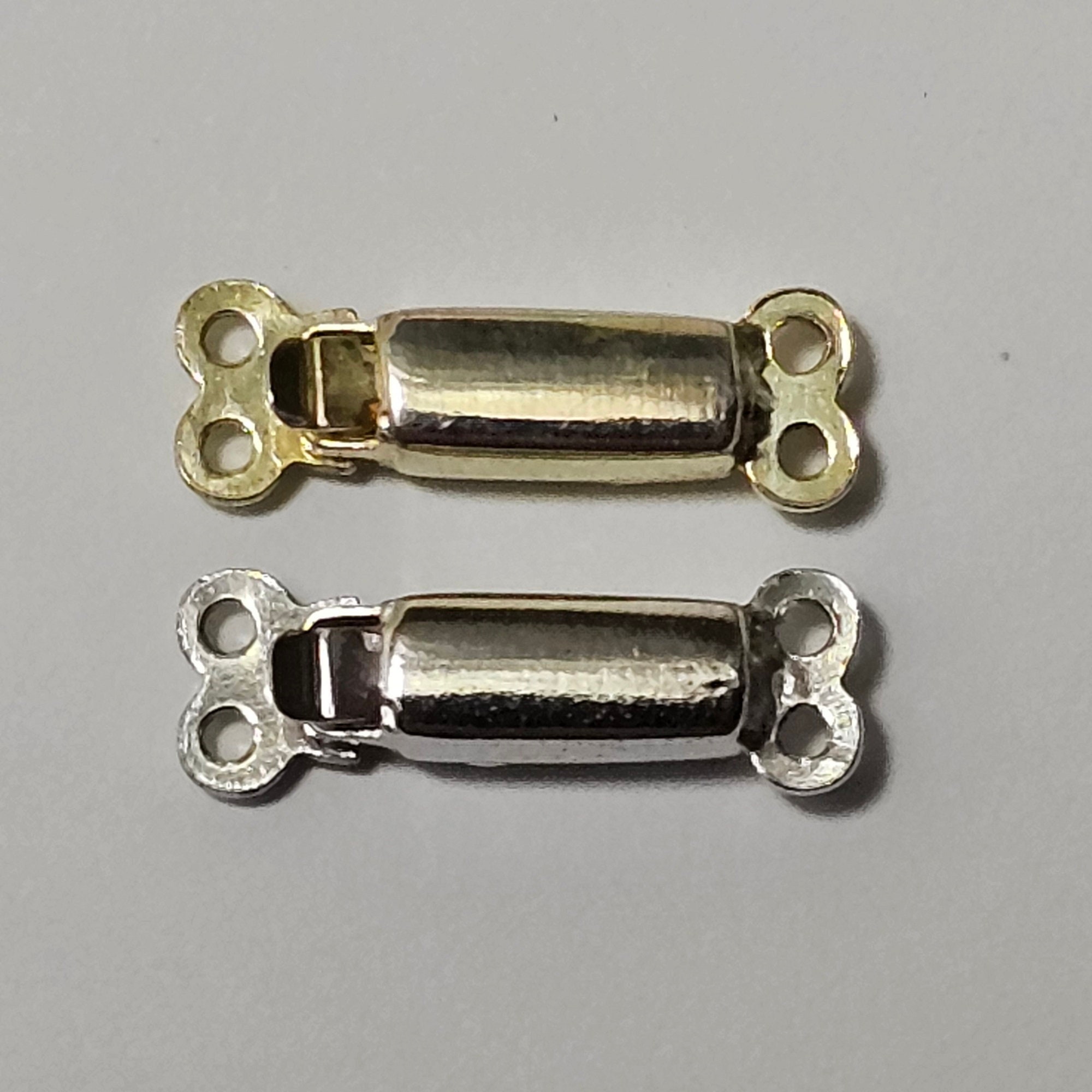 14x5mm Sterling Silber Zweireihiger rechteckiger Verschluss, wird einzeln verkauft - Wählen Sie zwischen vergoldet oder versilbert