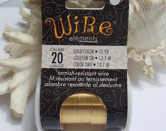 20 Gauge Gold Color Tarnish Resistant Craft Wire, 15 Yds (13.7m)