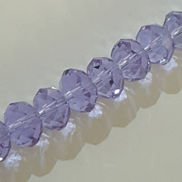 Faceted Czech Fire-Polished Rondelle, 7.5" Strand (35~36 Pcs) - Alexandrite - Color Changing Lavender/Soft Blue. Choose from 8x6 or 12x9mm