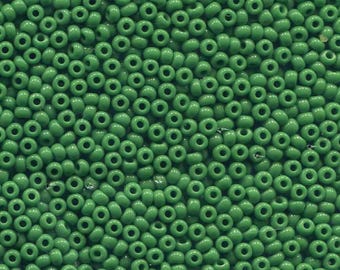 Czech Preciosa Rocaille Opaque Green Seed Beads #53250, 20 Grams - Select 11/0, 8/0 or 6/0