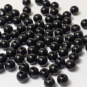 6mm Round Black Acrylic Spacer Beads, Select 50 or 100 Pcs