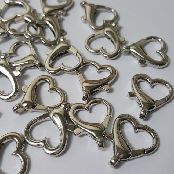 26x22mm Silver Heart Shaped Lobster/parrot Clasp - Select 2 or 4