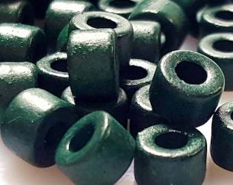 6x4mm Mykonos Greek Ceramic Mini Tube Beads - Dark Hunter Green #410 - Select 50 or 100 Beads