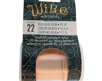 22 Gauge (0.6mm) Rose Gold Color Tarnish Resistant Craft Wire, 20 Yds (18.3m)
