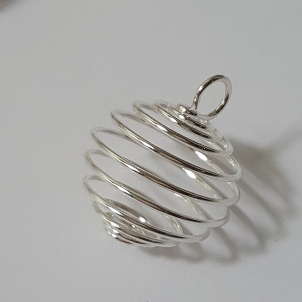 5 Pcs Silver Spiral Wire Lantern Cage Pendant - Select from Medium or Large