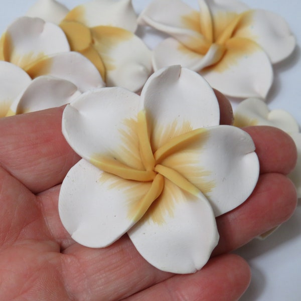 52mm Polymer Clay Frangipani Flower Beads - 1 Pcs